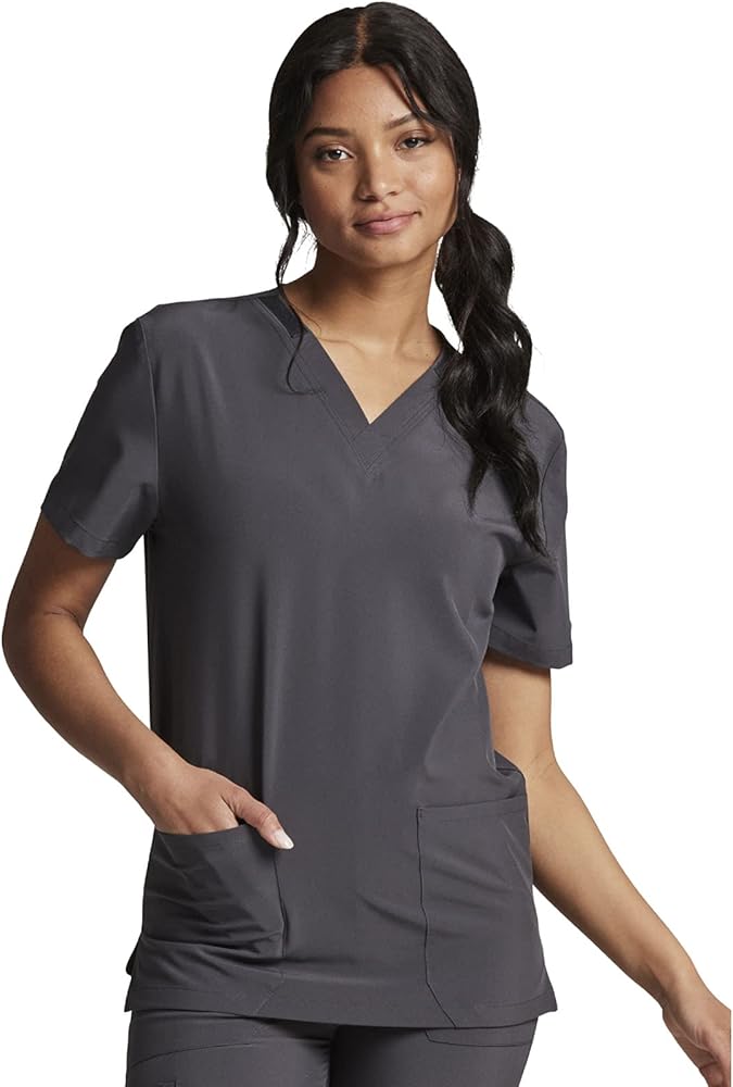 Unisex DICKIES V-Neck medical scrub top in classic design with chest pocket for healthcare professionals