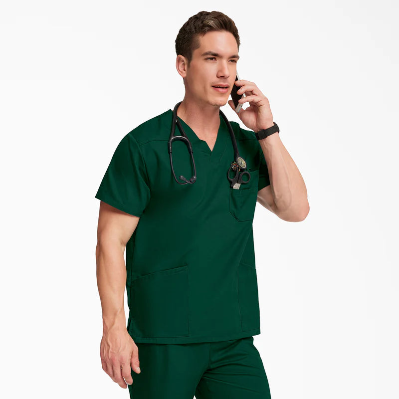 Unisex DICKIES V-Neck medical scrub top in classic design with chest pocket for healthcare professionals