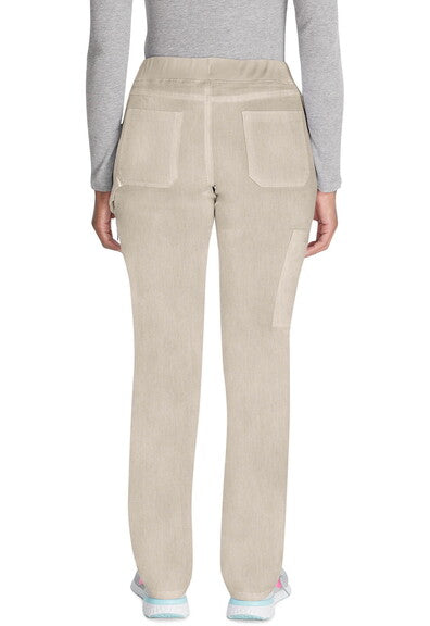 Beige Dickies Mid Rise Tapered Leg Pull-on Pant for women with elastic waistband and utility pockets